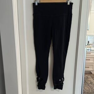 Athleta Black Leggings with Crisscross Detail